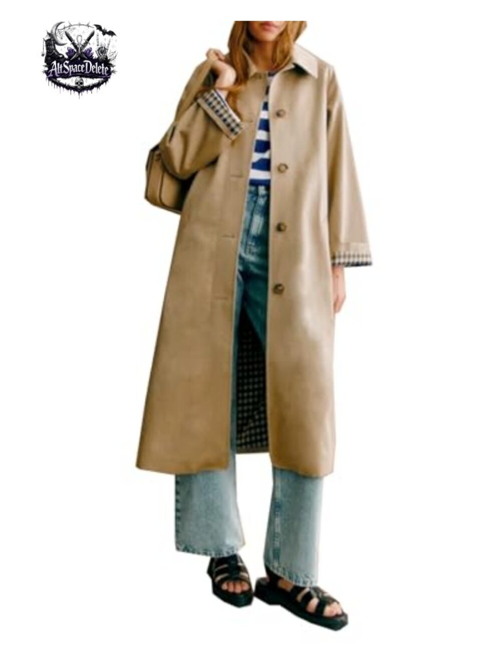 Oversized Trench Coat Single Breasted Windproof Button Down Long Jacket